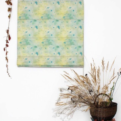 Playful Planets Kids Pastel Green Satin Roman Blind (DS465A)