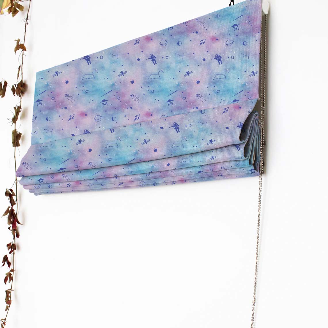 Playful Planets Kids Sky Blue Satin Roman Blind (DS465B)