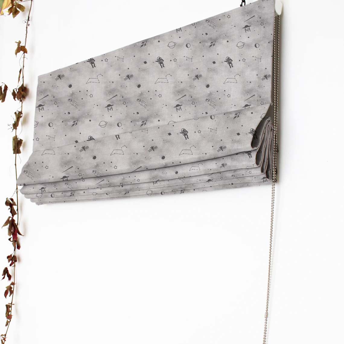 Playful Planets Kids Slate Grey Satin Roman Blind (DS465C)