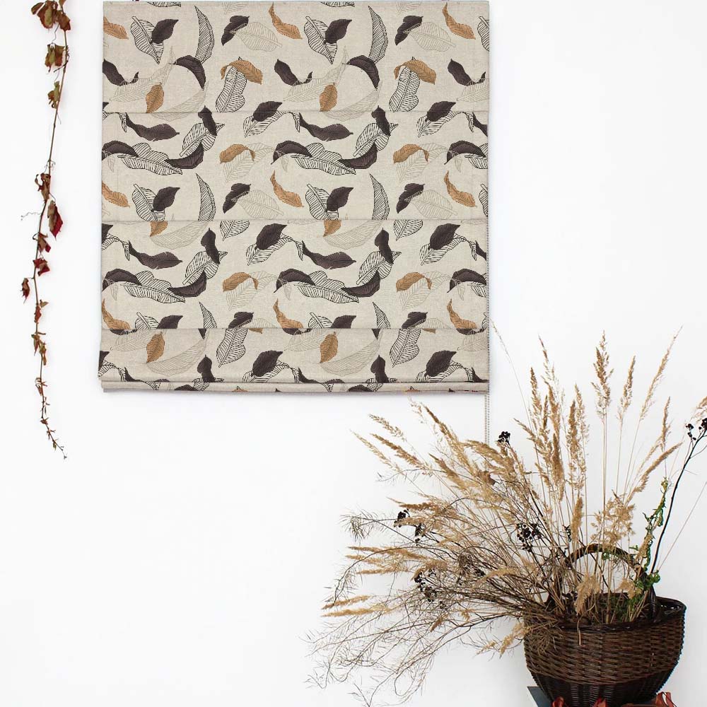 Leafy Drift Floral Charcoal Grey Satin Roman Blind (DS467B)