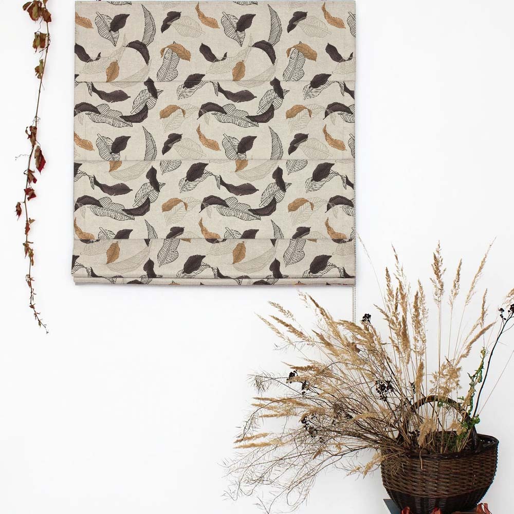 Leafy Drift Floral Charcoal Grey Satin Roman Blind (DS467B)