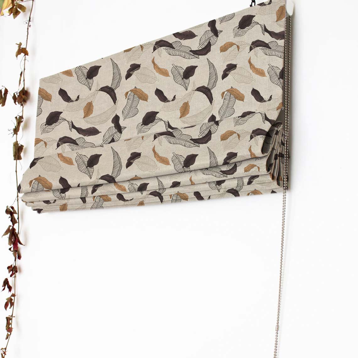 Leafy Drift Floral Charcoal Grey Satin Roman Blind (DS467B)
