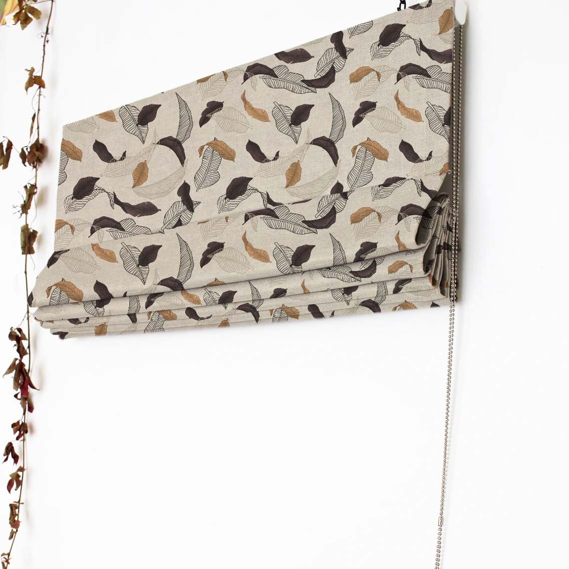 Leafy Drift Floral Charcoal Grey Satin Roman Blind (DS467B)