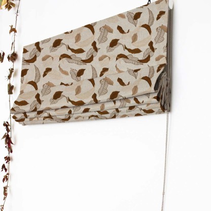 Leafy Drift Floral Mud Brown Satin Roman Blind (DS467D)