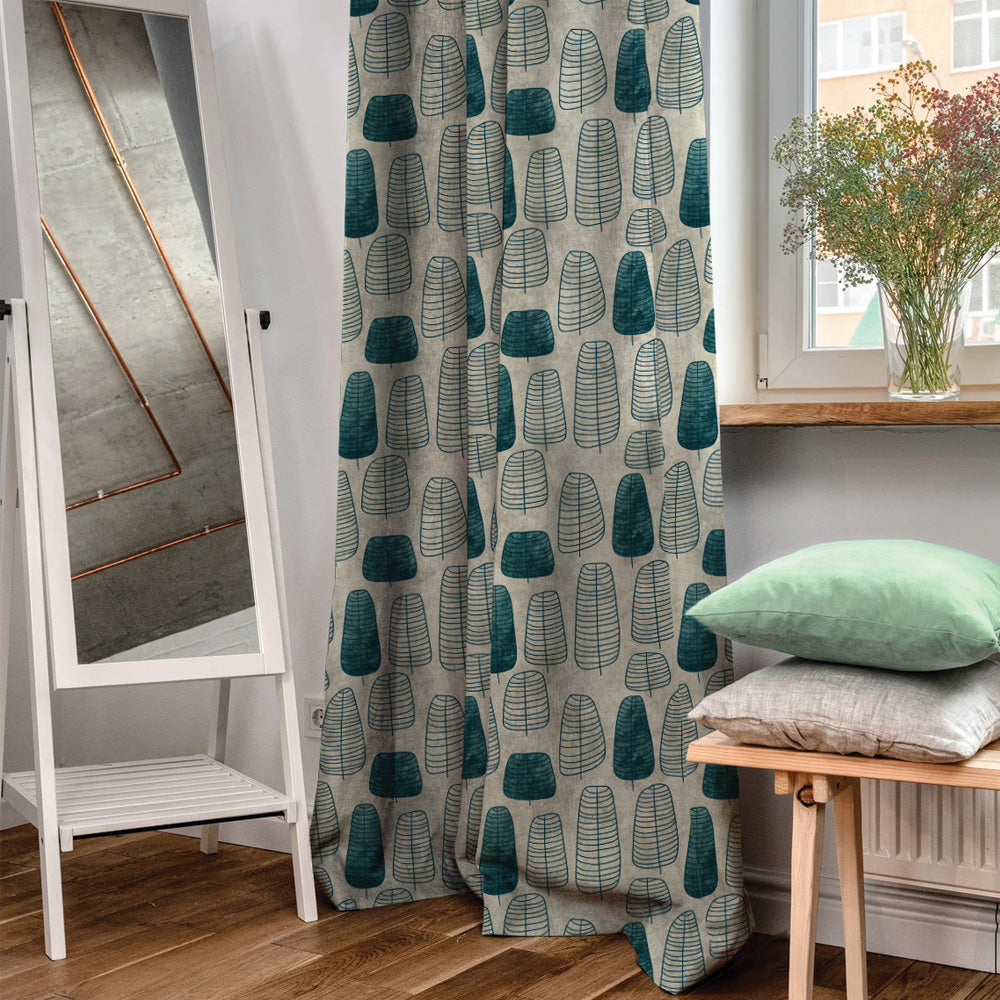 Tropical Twilight Floral & Ombre Print Combination Room Darkening Curtains Set Of 4 Door Curtain - (468A471A)