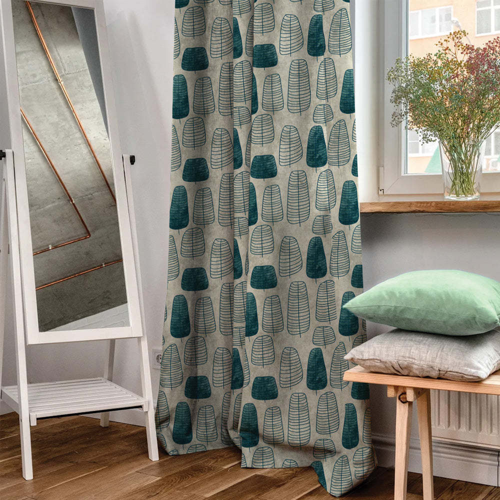 Tropical Twilight Floral & Ombre Print Combination Room Darkening Curtains Set Of 4 Door Curtain - (468A471A)