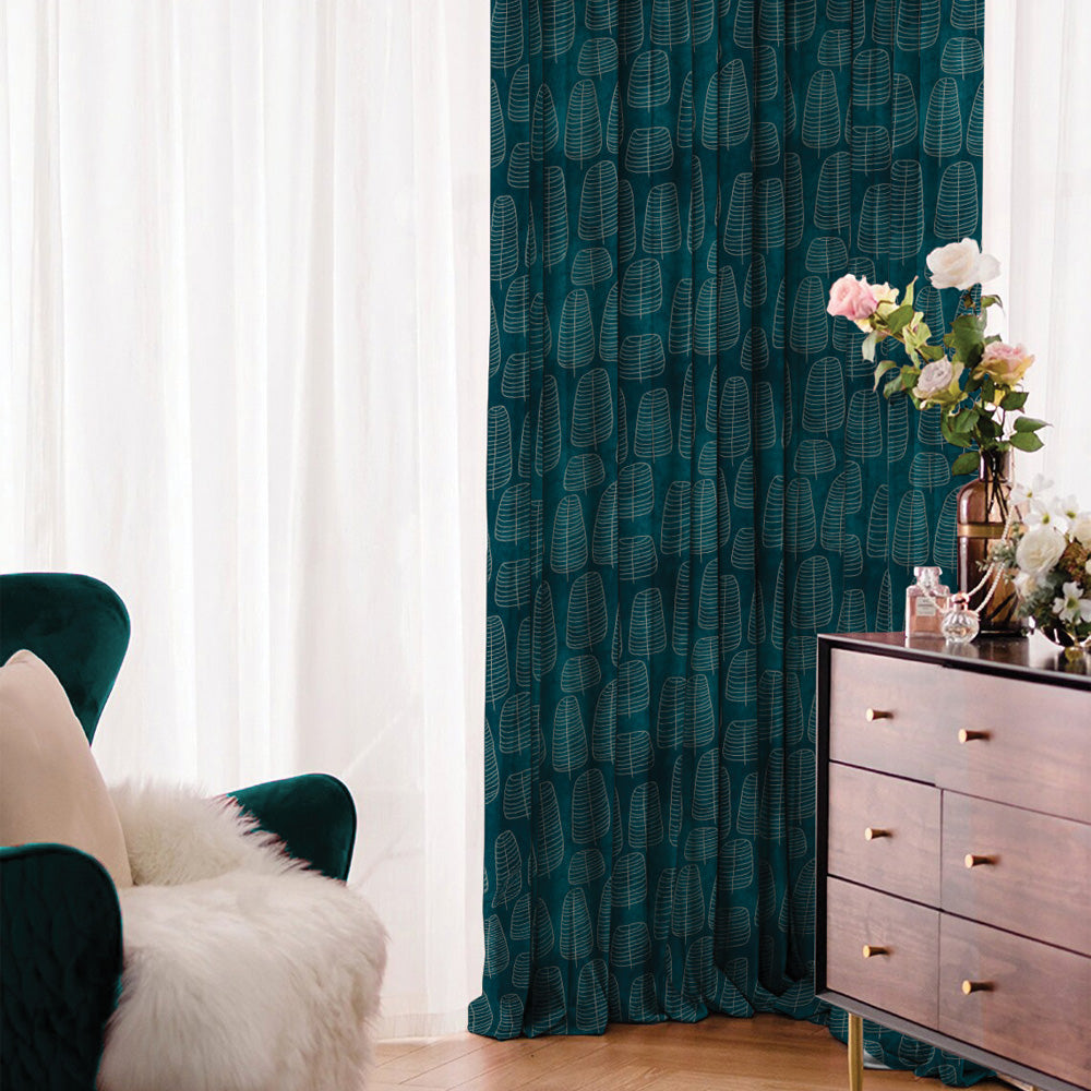 Tropical Twilight Floral & Ombre Print Combination Room Darkening Curtains Set Of 4 Door Curtain - (468A471A)