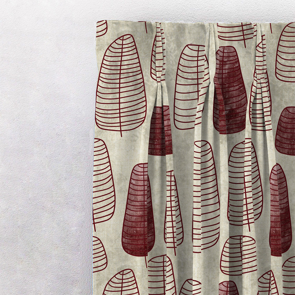 Free Spirit Floral Maroon Heavy Satin Blackout curtains Set Of 2 - (DS468C)