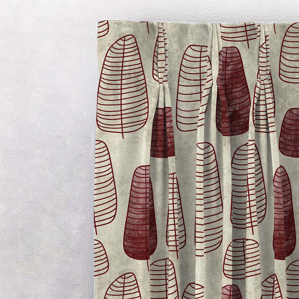 Free Spirit Floral Maroon Heavy Satin Blackout curtains Set Of 2 - (DS468C)