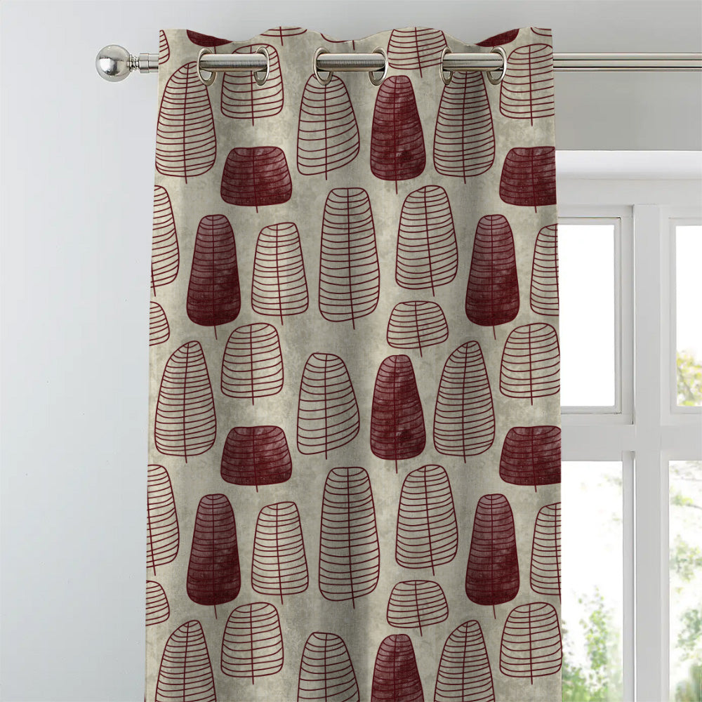 Free Spirit Floral Maroon Heavy Satin Blackout curtains Set Of 2 - (DS468C)