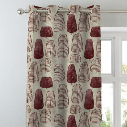 Free Spirit Floral Maroon Heavy Satin Blackout curtains Set Of 2 - (DS468C)