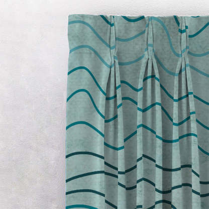 Aqua Swirls Geometric Turquoise Heavy Satin Room Darkening Curtains Set Of 2 - (DS469A)