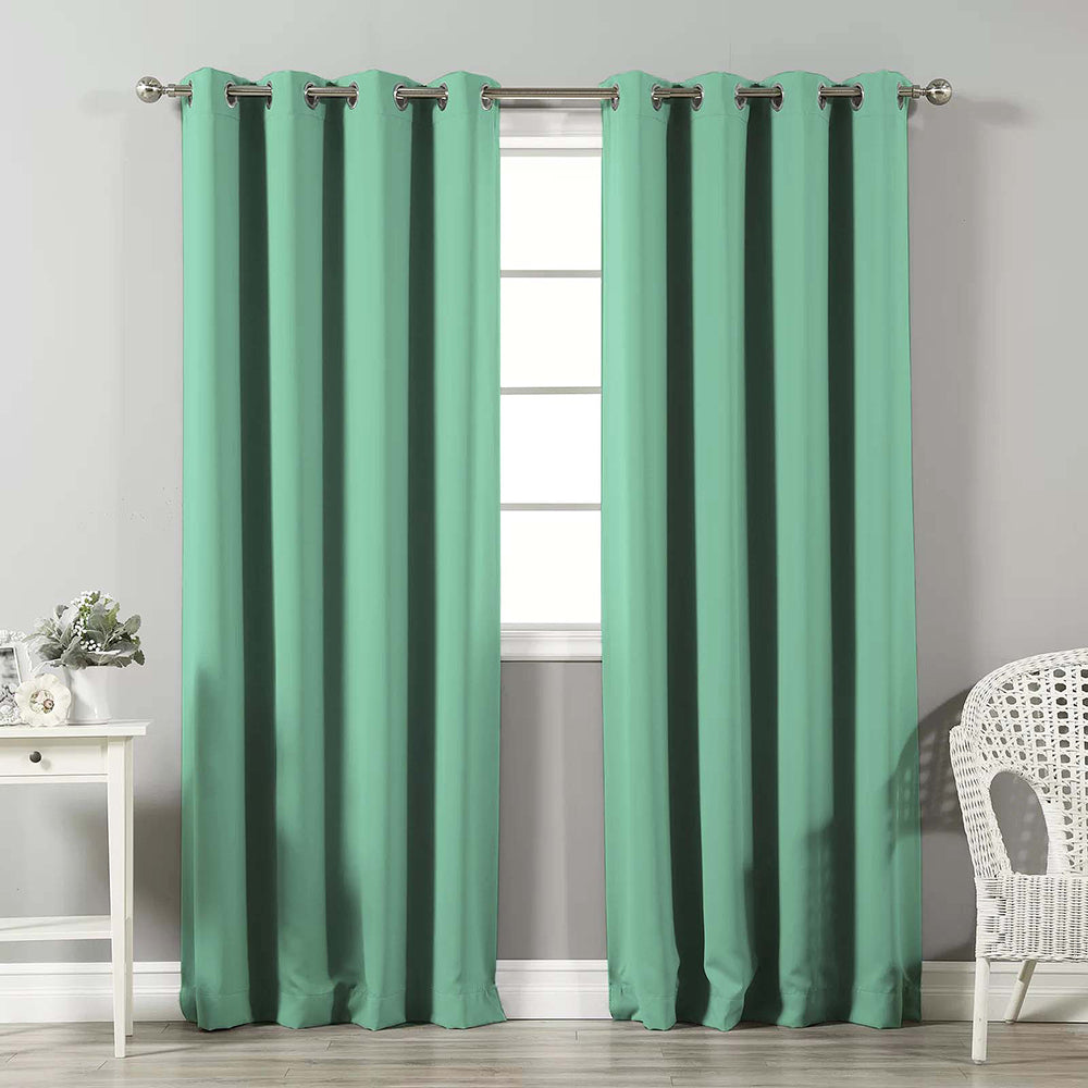 Jacquard Room Darkening Curtains in Sweetleaf Green Set Of 2 - (P47)