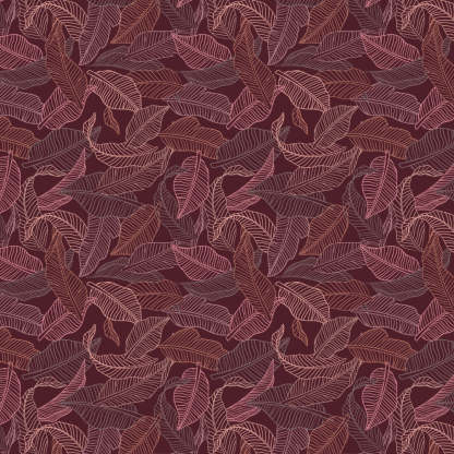 Leafy Silhouette Floral Maroon Heavy Satin Blackout curtains Set Of 2 - (DS470C)