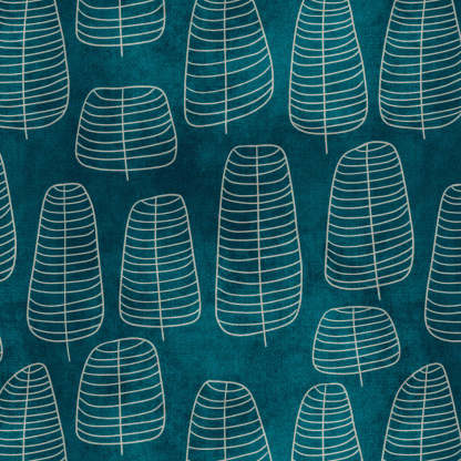 Leaf Tracery Floral Turquoise Heavy Satin Blackout Curtains Set Of 2 - (DS471A)