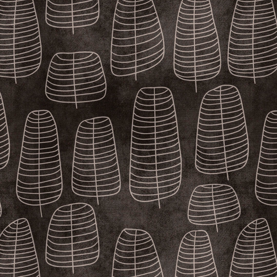 Leaf Tracery Floral Charcoal Grey Heavy Satin Blackout Curtains Set Of 2 - (DS471B)
