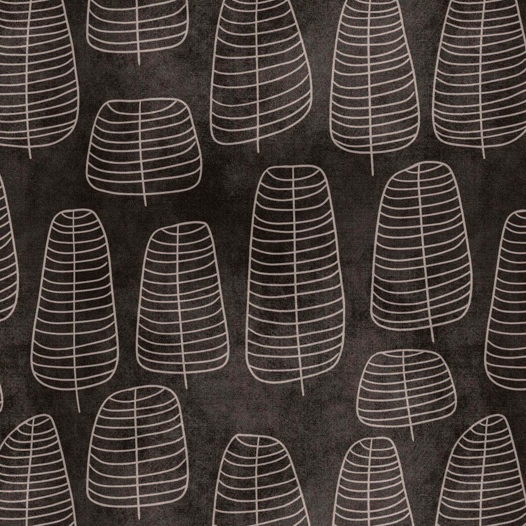 Leaf Tracery Floral Charcoal Grey Heavy Satin Blackout Curtains Set Of 2 - (DS471B)