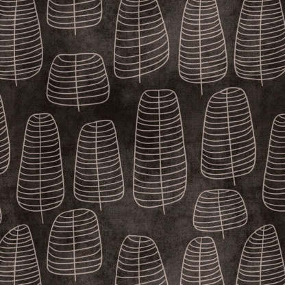 Leaf Tracery Floral Charcoal Grey Heavy Satin Blackout Curtains Set Of 2 - (DS471B)