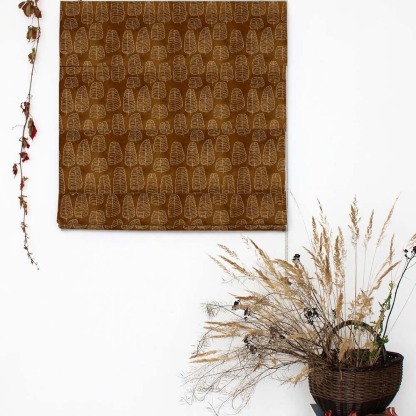 Leaf Tracery Floral Mud Brown Satin Roman Blind (DS471D)