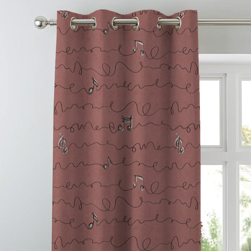 Elegent Geometric Print Matt Finish Room Darkening Curtain Set of 2 MTDS472C