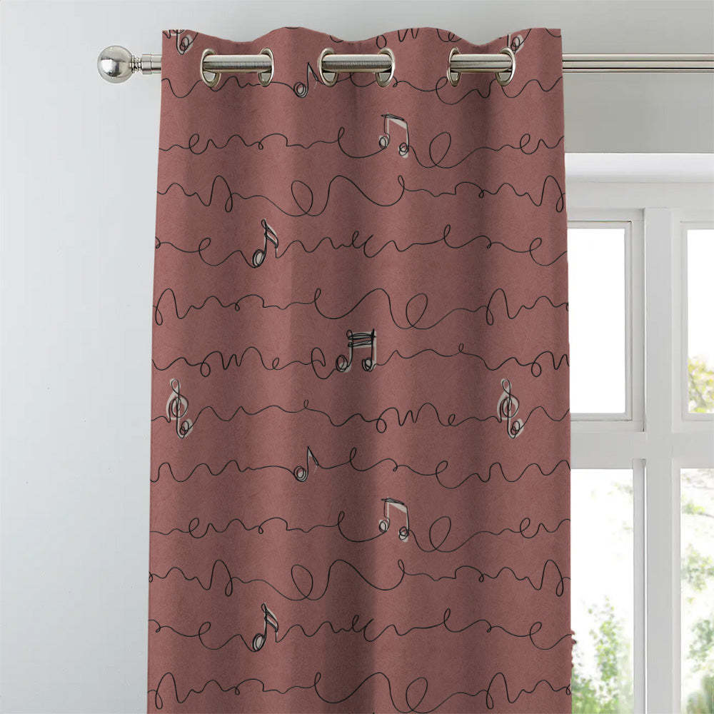 Elegent Geometric Print Matt Finish Room Darkening Curtain Set of 2 MTDS472C