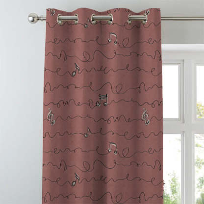 Elegent Geometric Print Matt Finish Room Darkening Curtain Set of 2 MTDS472C