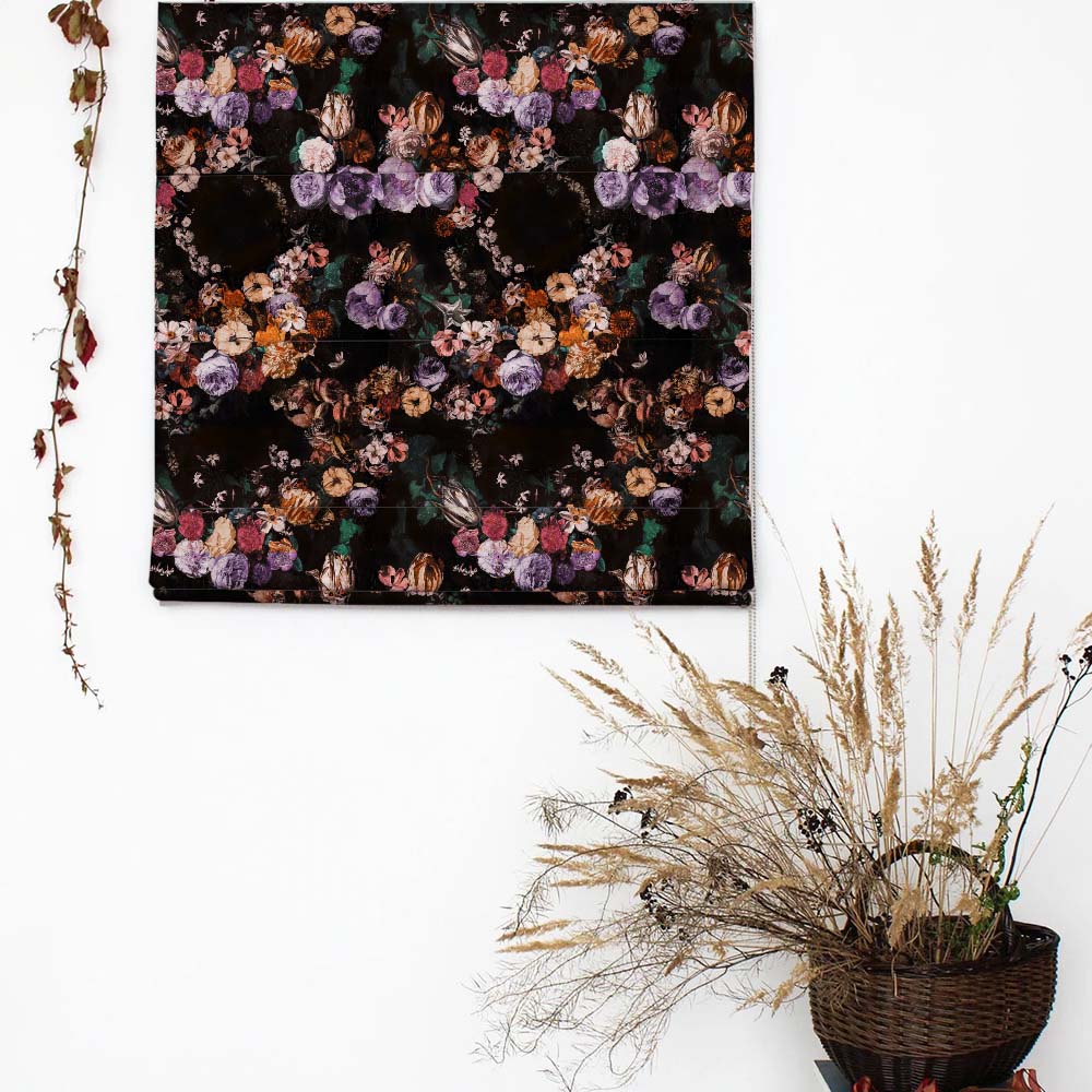 Twilight Floral Dusty Purple Satin Roman Blind (DS474B)