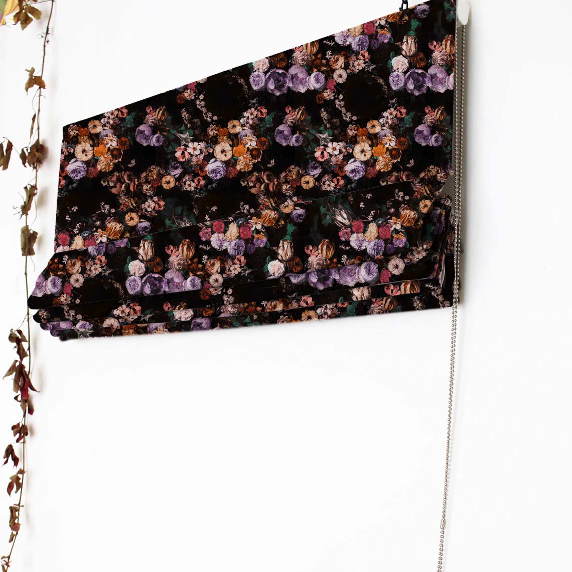Twilight Floral Dusty Purple Satin Roman Blind (DS474B)