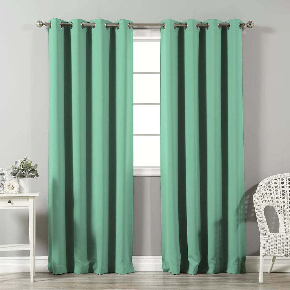 Jacquard Room Darkening Curtains in Sweetleaf Green Set Of 2 - (P47)
