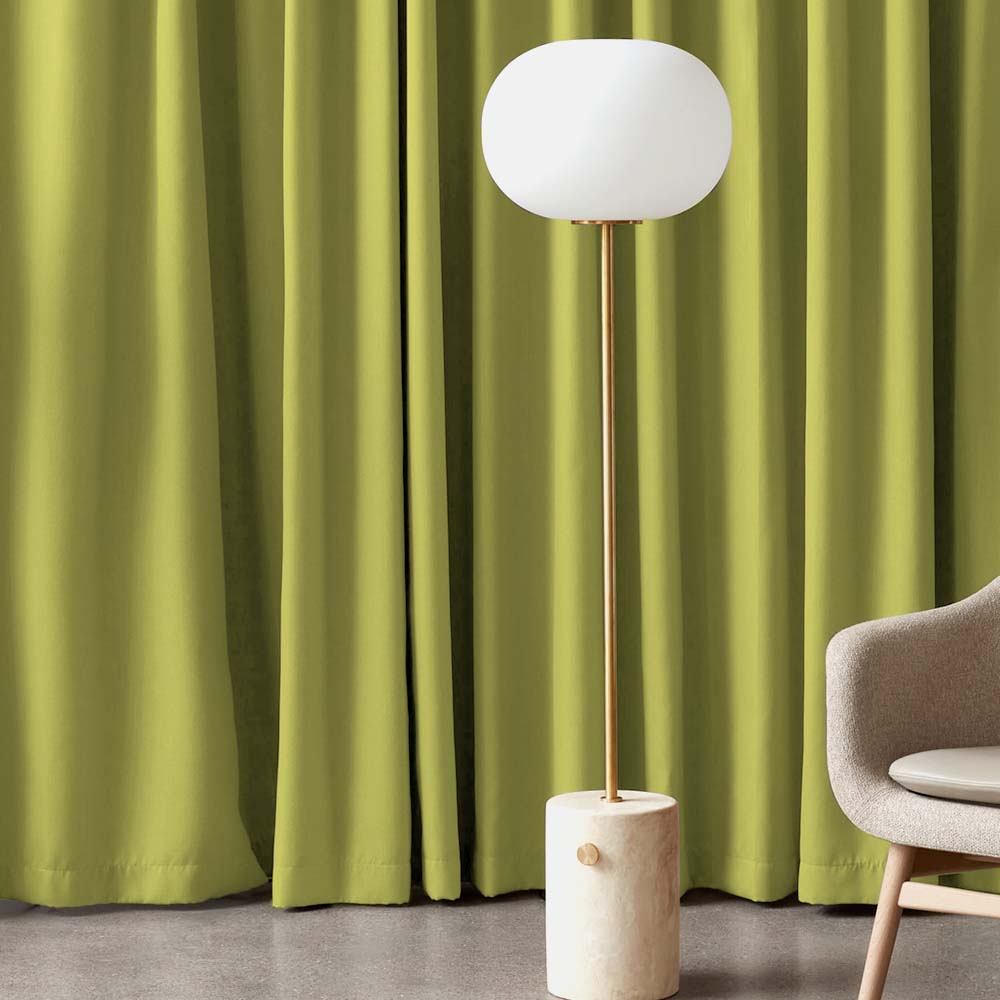 Jacquard Room Darkening Curtains in Flax Yellow Set Of 2 - (P48)