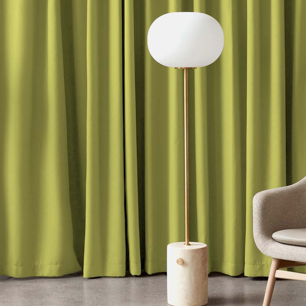 Jacquard Room Darkening Curtains in Flax Yellow Set Of 2 - (P48)