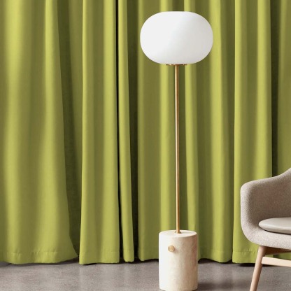 Jacquard Room Darkening Curtains in Flax Yellow Set Of 2 - (P48)