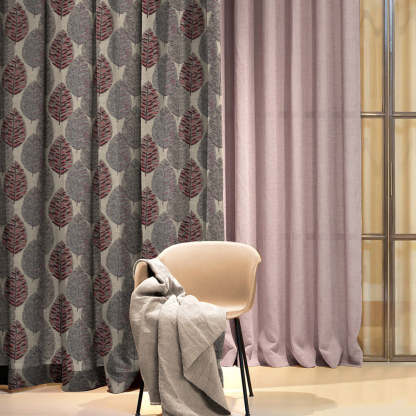 Elegant Floral Print Room Darkening Curtains- Set Of 1pc -DS 480B