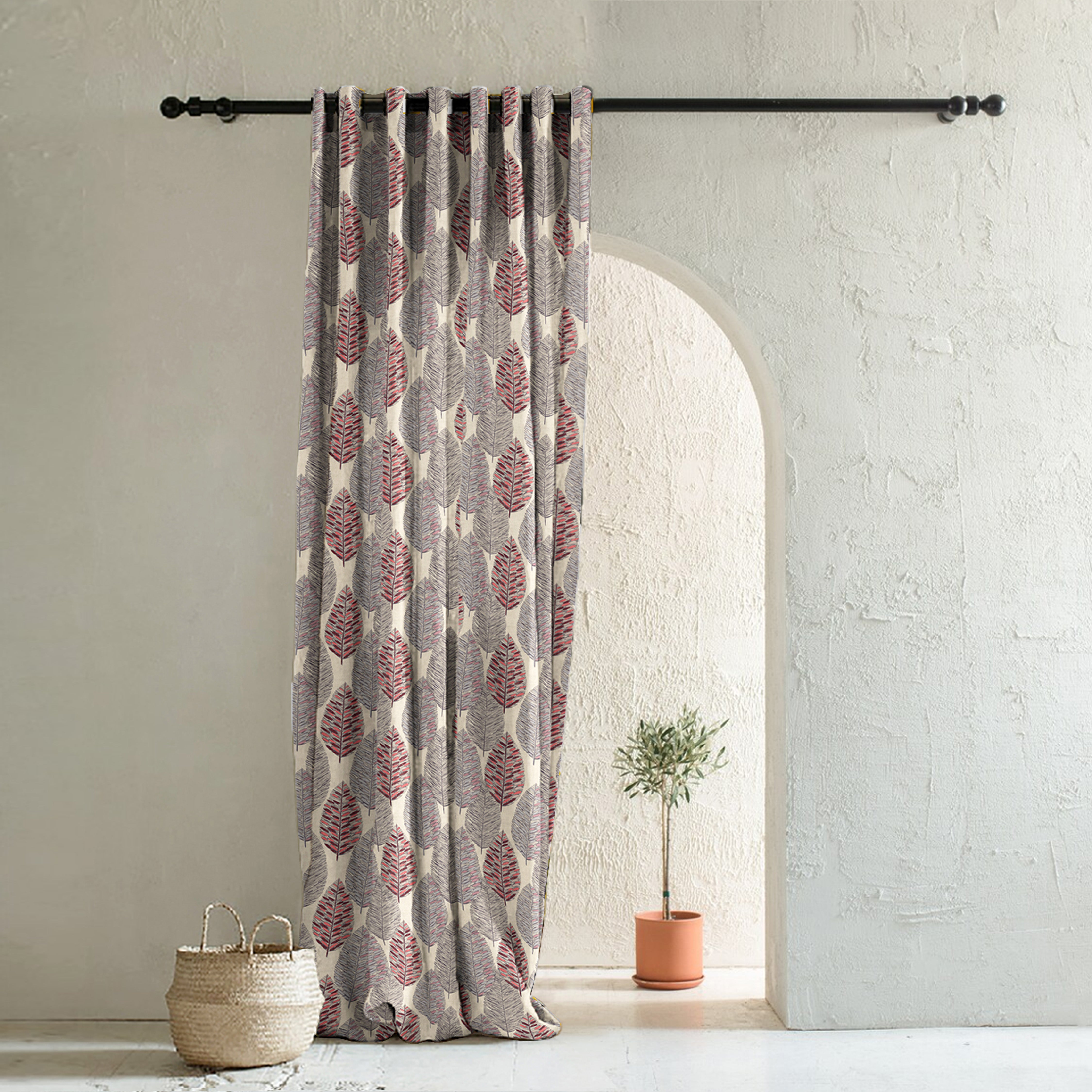 Elegant Floral Print Room Darkening Curtains- Set Of 1pc -DS 480B