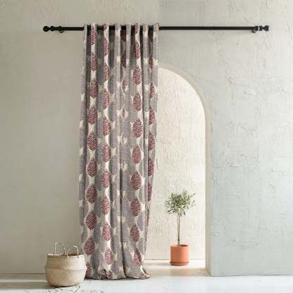 Elegant Floral Print Room Darkening Curtains- Set Of 1pc -DS 480B