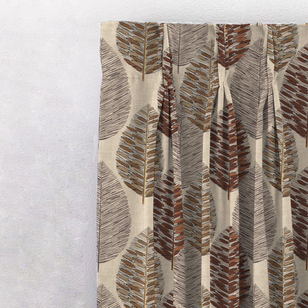 Evergreen Delight Floral Coffee Brown Heavy Satin Blackout Curtains Set Of 2 - (DS480C)