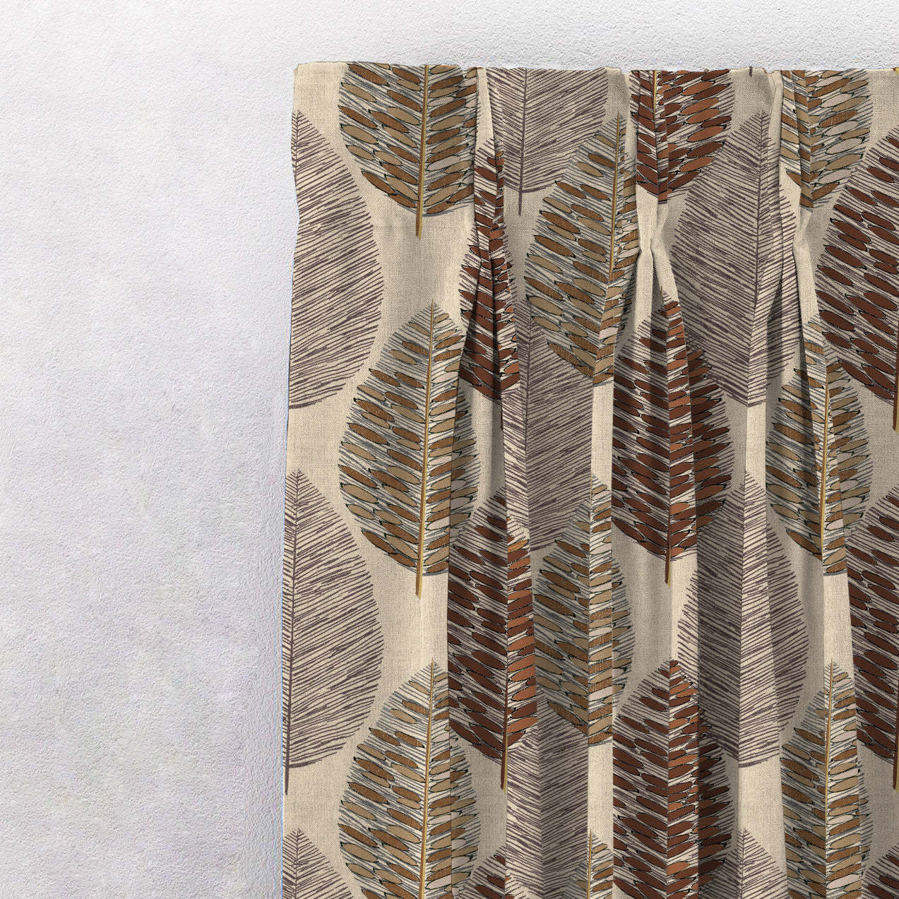 Evergreen Delight Floral Coffee Brown Heavy Satin Blackout Curtains Set Of 2 - (DS480C)