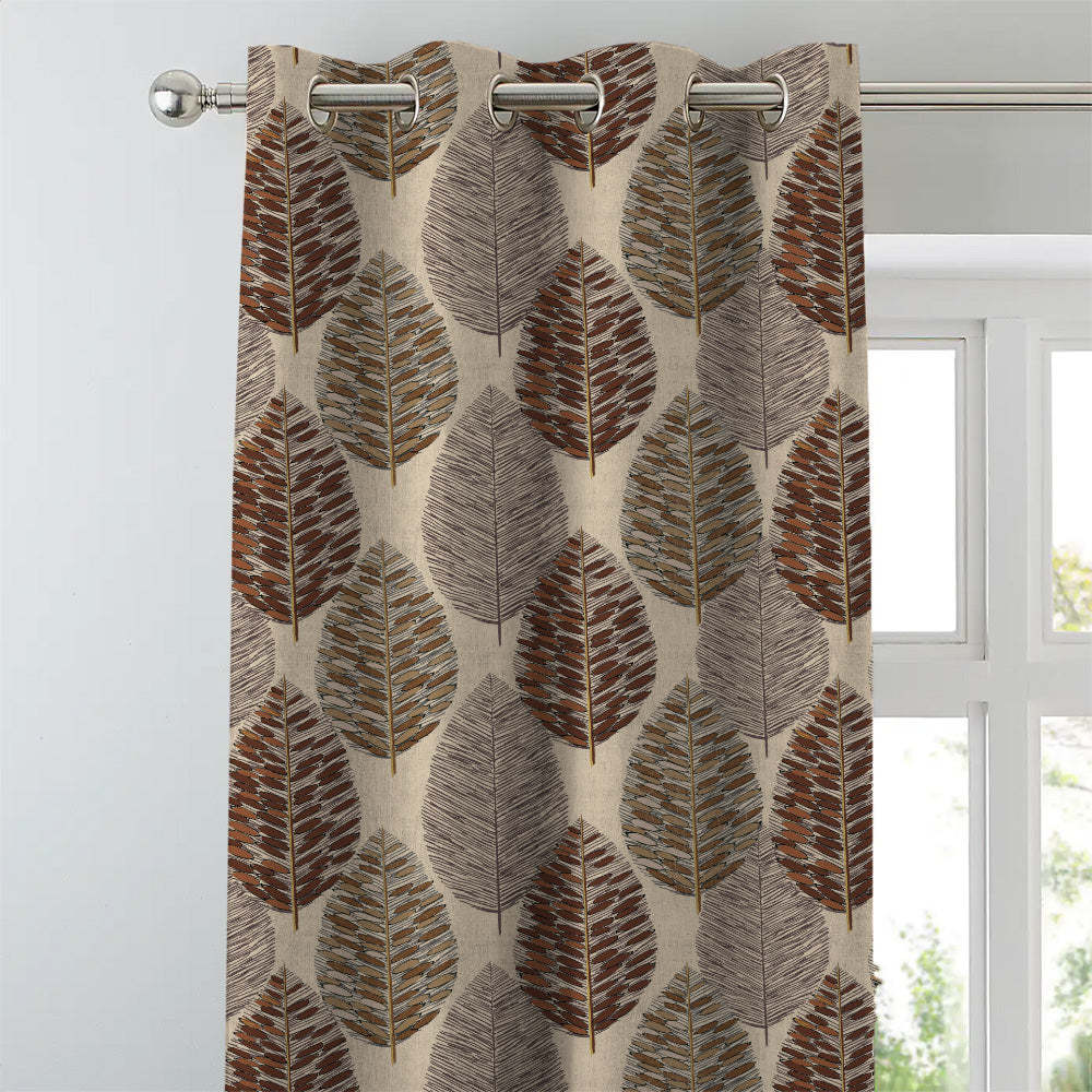 Evergreen Delight Floral Coffee Brown Heavy Satin Blackout Curtains Set Of 2 - (DS480C)