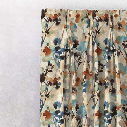 Eternal Leaves Geometric Ice Blue Heavy Satin Blackout Curtains Set Of 2 - (DS481A)