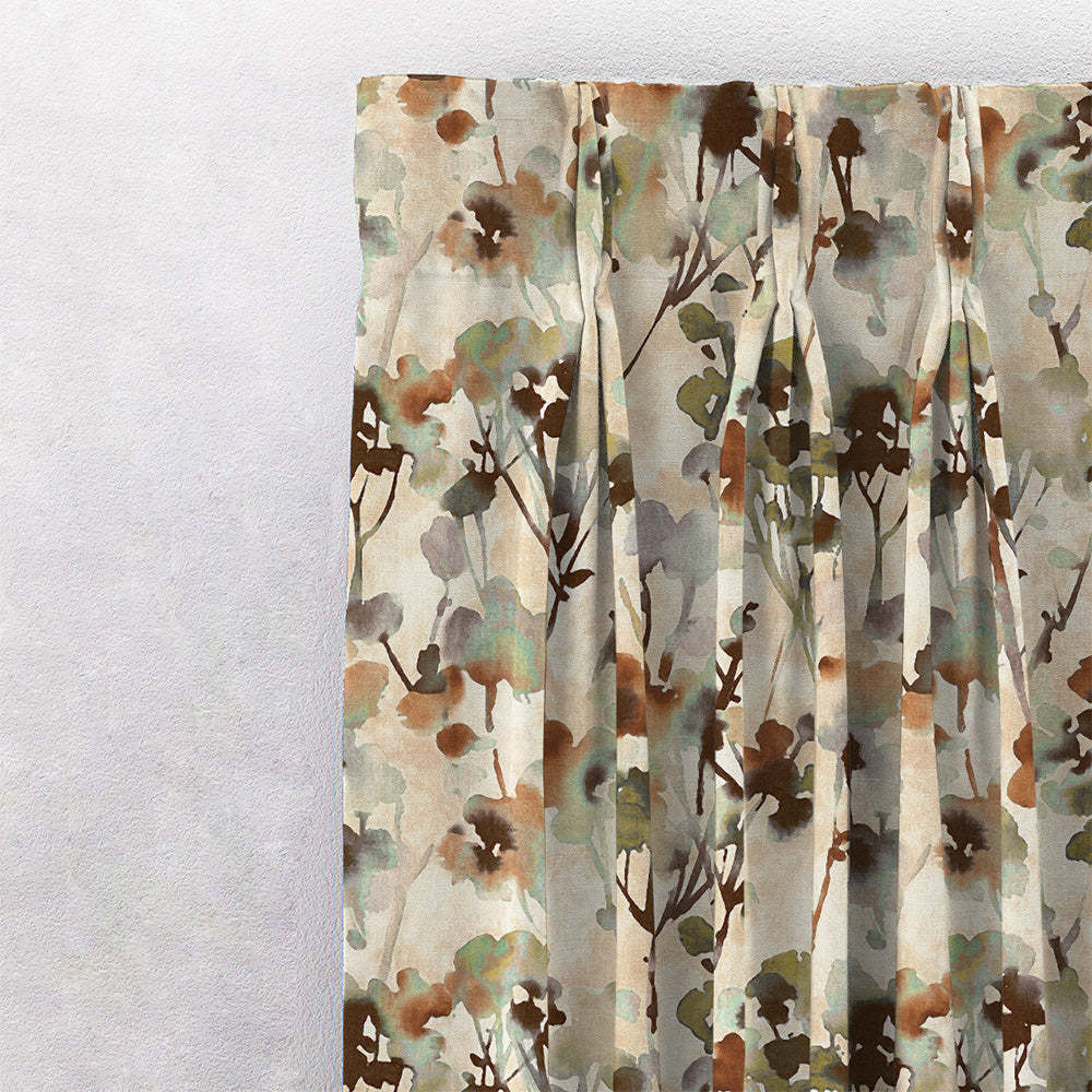 Eternal Leaves Geometric Olive Green Heavy Satin Blackout curtains Set Of 2 - (DS481C)