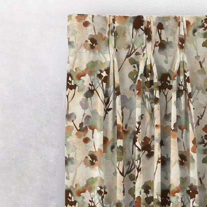 Eternal Leaves Geometric Olive Green Heavy Satin Blackout curtains Set Of 2 - (DS481C)