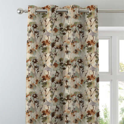 Eternal Leaves Geometric Olive Green Heavy Satin Blackout curtains Set Of 2 - (DS481C)