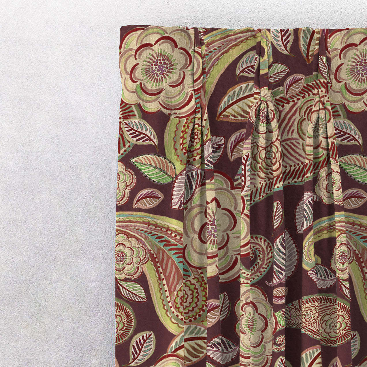 Urban Blooms Floral Maroon Heavy Satin Blackout curtains Set Of 2 - (DS485D)
