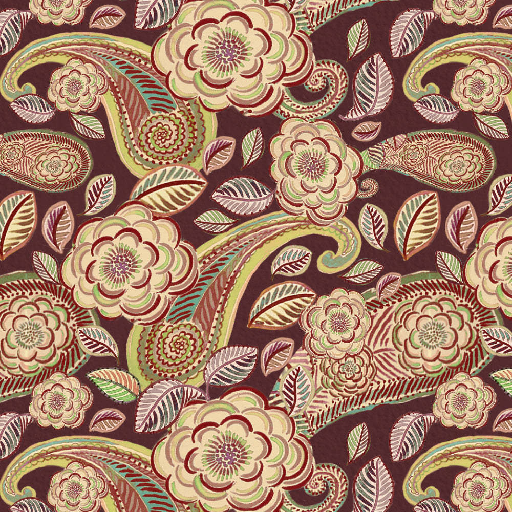 Urban Blooms Floral Maroon Heavy Satin Blackout curtains Set Of 2 - (DS485D)