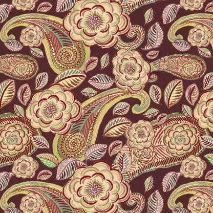Urban Blooms Floral Maroon Heavy Satin Blackout curtains Set Of 2 - (DS485D)