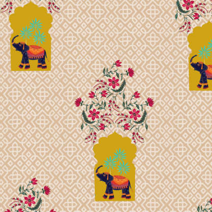Elegent Indie Print Matt Finish Room Darkening Curtain Set of 2 MTDS489A