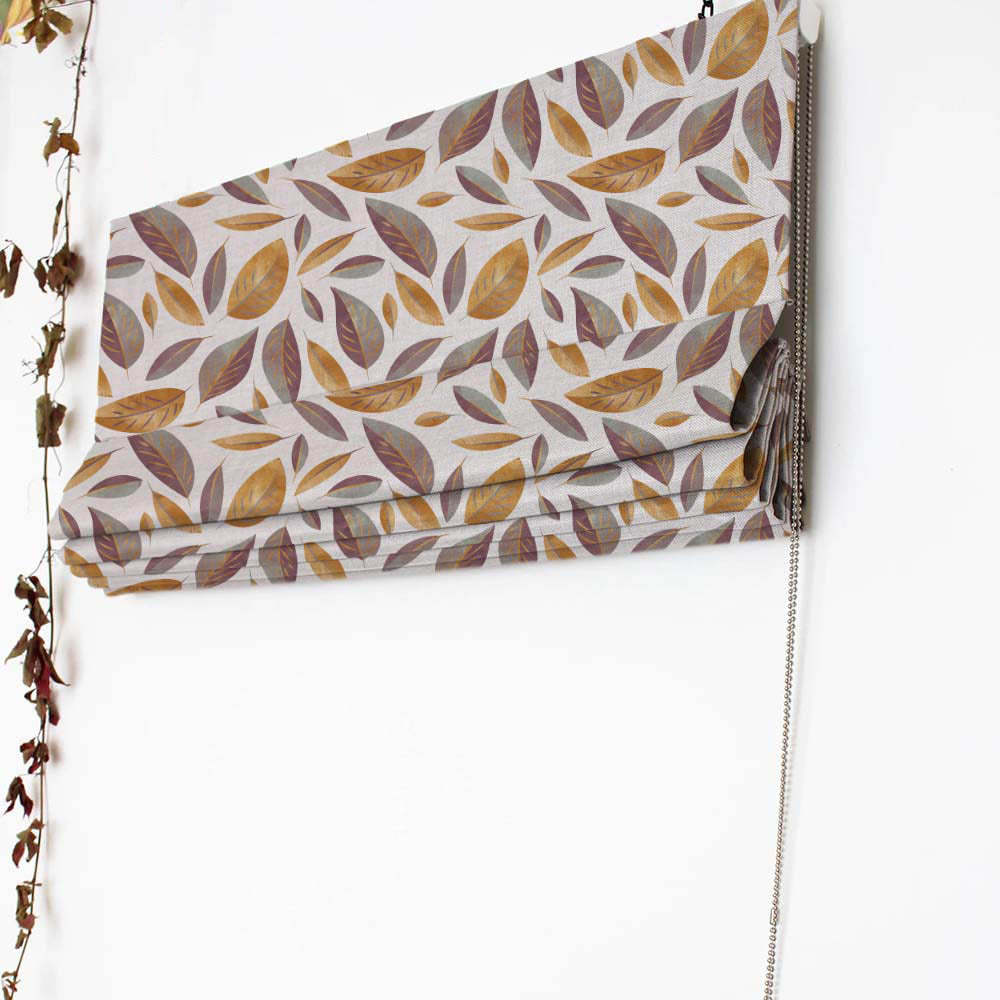 Leafy Haven Floral Yellow Satin Roman Blind (DS48F)
