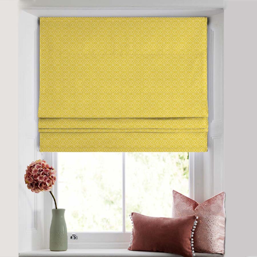 Colorful Knots Indie Sunflower Satin Roman Blind (DS491A)