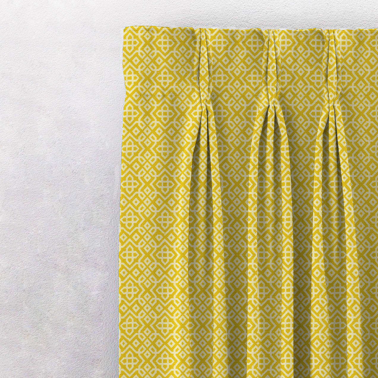 Colorful Knots Indie Yellow Heavy Satin Blackout curtains Set Of 2 - (DS491A)