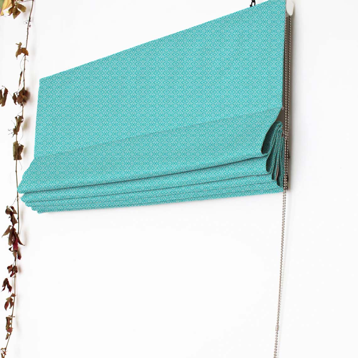 Colorful Knots Indie Teal Blue Satin Roman Blind (DS491B)